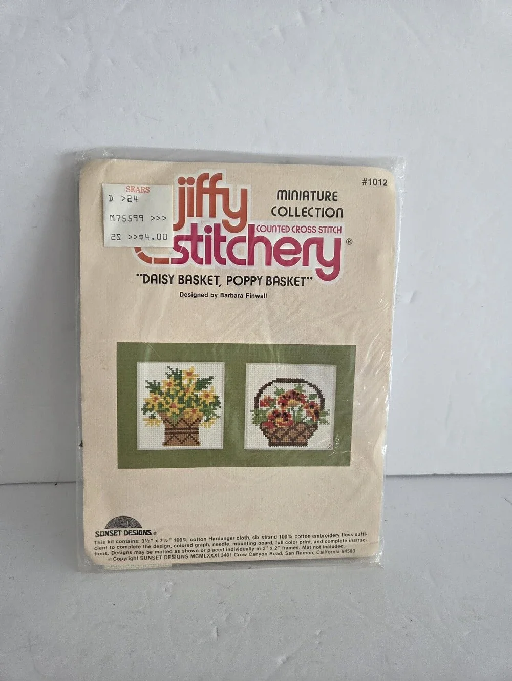 Jiffy Stitchery Miniature Collection 'Daisy Basket, Poppy Basket'